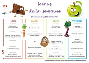 Menu Du 21 Au 25 Septembre 2026