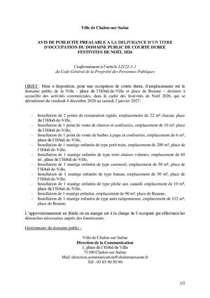 Avis de publicité préalable à la délivrance d'un titre d'occupation du domaine public