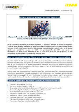 Cp Ccca Btp Compétition Mondiale World Skills 16 09 2026