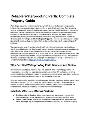 Reliable Waterproofing Perth Complete Property Guide