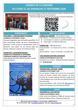 Agenda du 21 au 27 09 2026 - Office de tourisme de Nanterre