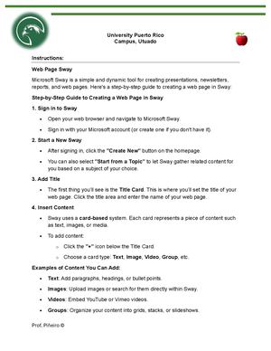 Instructions Web Page Sway