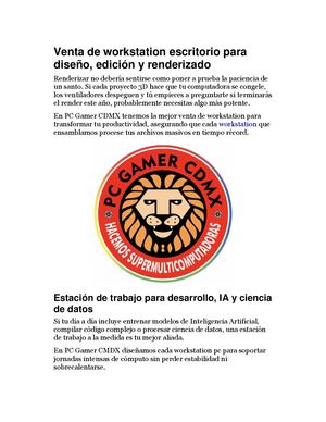 Venta De Workstation Escritorio Para Diseño, Edición Y Renderizado