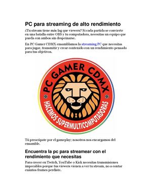 Pc Para Streaming De Alto Rendimiento