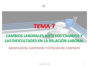 Unidad 7 - IPE I -Cambios laborales ante los cambios y las dificultades en la relación laboral.