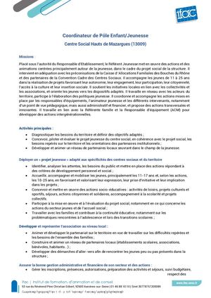 Coordinateur Enfance Jeunesse Marseille