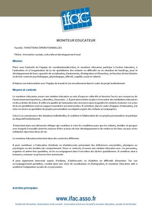 Moniteur Educateur Sartrouville