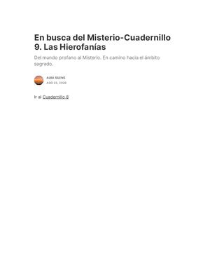 En Busca Del Misterio Cuadernillo 9 Las Hierofanías