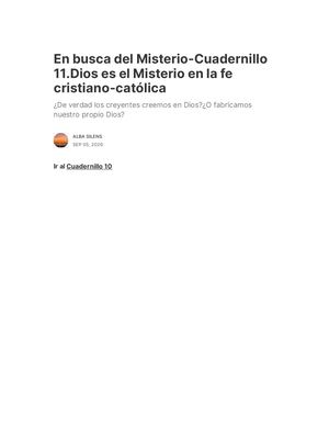 En Busca Del Misterio Cuadernillo 11 Dios Es El Misterio En La Fe Cristiano‑católica
