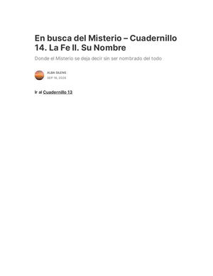 En Busca Del Misterio – Cuadernillo 14 La Fe Ii Su Nombre