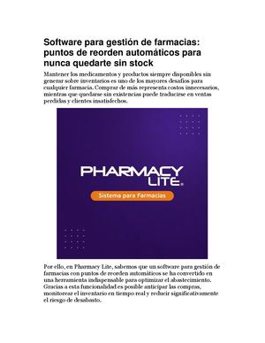 Software para gestión de farmacias: puntos de reorden automáticos para nunca quedarte sin stock