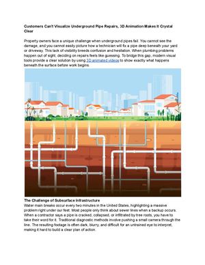 Customers Can't Visualize Underground Pipe Repairs, 3d Animation Makes It Crystal Clear