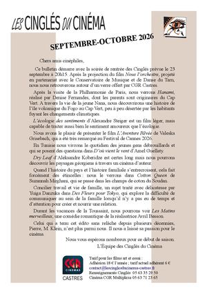 Septembre-octobre 2026 bulletin Cinglés du Cinéma