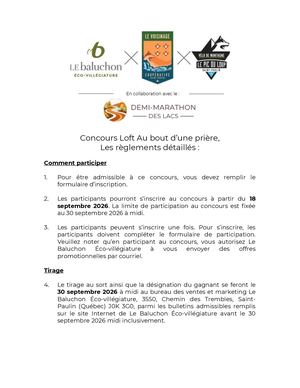 Réglements Concours Loft Au Bout D'une Prière