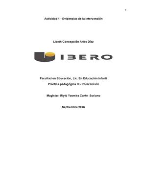 Actividad 1 Evidencias De La Intervención(practica Iii)