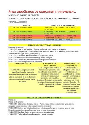 Exentos Francés Lingüística Carácter Transversal