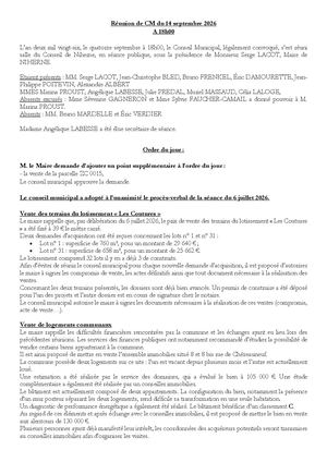 Compte rendu du conseil municipal 14 septembre 2026