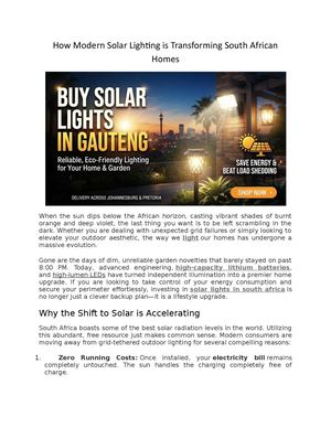 How Modern Solar Lighting Is Transforming South African Homes
