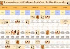 Restaurants Ouverts à La Roque Du 20 Au 26 Septembre