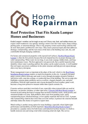 Flat Roof Repair Kuala Lumpur