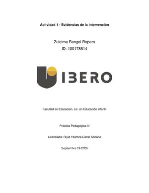 Actividad 1 Evidencias De La Intervención