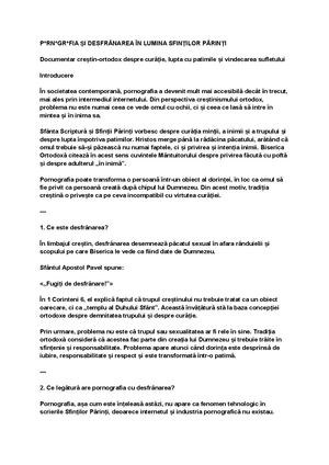 P*RN*GR*FIA ȘI DESFRÂNAREA ÎN LUMINA SFINȚILOR PĂRINȚI