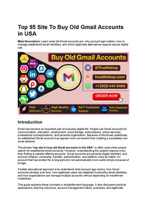 Top 95 Site To Buy Old Gmail Accounts In Usa