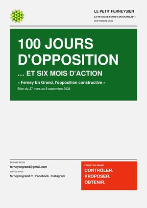 Le Petit Ferneysien n°1 – 100 jours d’opposition et six mois d’action | Ferney En Grand – Ferney-Voltaire
