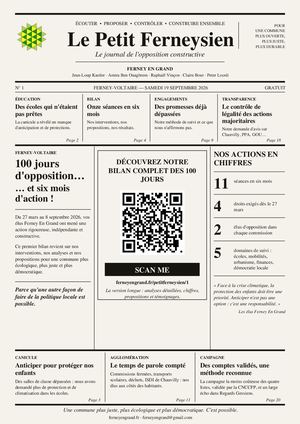 La Une – Le Petit Ferneysien n°1 | Ferney En Grand à Ferney-Voltaire