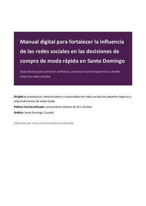 Manual digital para fortalecer la influencia de las redes sociales en las decisiones de compra de moda rápida en Santo Domingo”