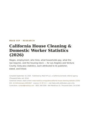 California House Cleaning & Domestic Worker Statistics (2026) — Maid VIP