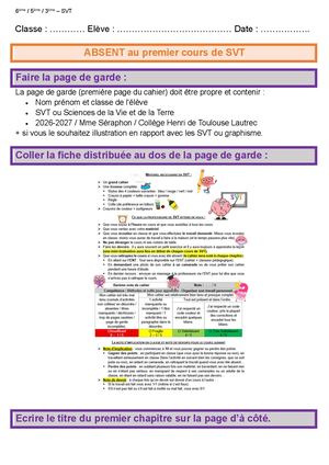 Absence Premier Cours 6 5
