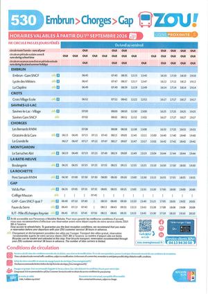 Ligne 530 Au 1er Sept 2026