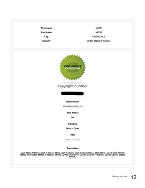 Common Law Copyright Of Mark Meno Anthony©, Meno Mark Anthony ©Copyright©2026