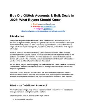 Buy Old Git Hub Accounts & Bulk Deals In 2026 What Buyers Should Know
