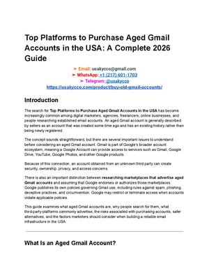 Top Platforms To Purchase Aged Gmail Accounts In The Usa A Complete 2026 Guide