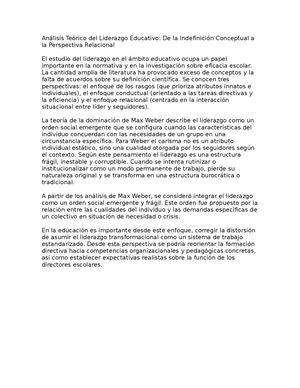 Análisis Teórico Del Liderazgo Educativo