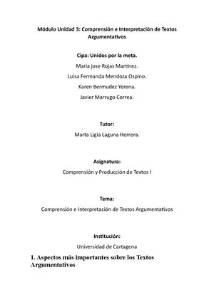 Actividad De Comprencion Y Produccion De Textos 1 Unidad 3