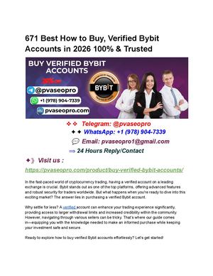 671 Best How To Buy, Verified Bybit Accounts In 2026 100% & Trusted