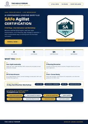 AI Empowered Leading SAFe® 6.0 / SAFe Agilist Certification Brochure | PI Planning Simulation | The Agile Forum