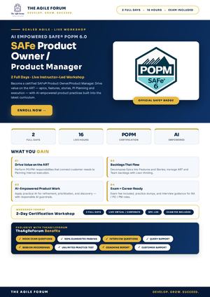 AI Empowered SAFe® POPM 6.0 Certification Training Brochure | Product Owner / Product Manager | The Agile Forum