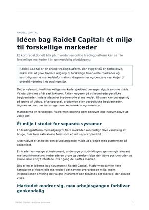 Idéen bag Raidell Capital: ét miljø til forskellige markeder