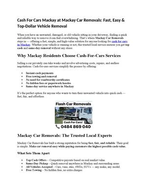 Cash For Cars Mackay At Mackay Car Removals Fast, Easy & Top Dollar Vehicle Removal