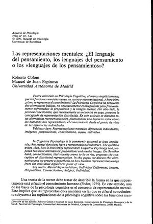 Las representaciones y esquemas mentales