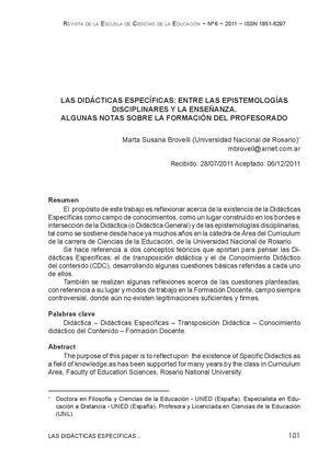 Las Didácticas Específicas