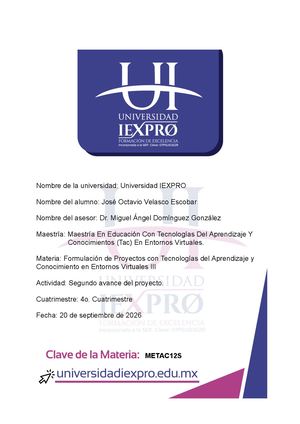 Actividad 3. Segundo avance del proyecto.