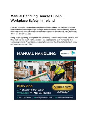 Manual Handling Course Dublin Workplace Safety In Ireland