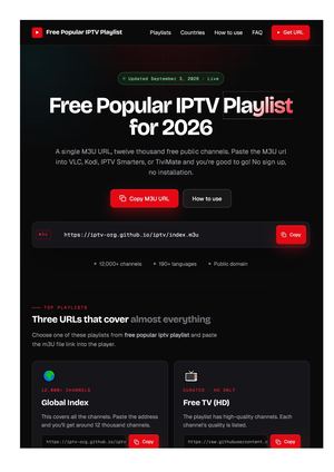 Free Popular IPTV Playlist