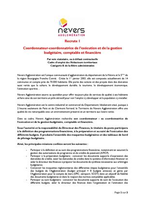 Coordonnateur De L Execution Et De La Gestion Budgetaire Comptable Et Financiere Annonce