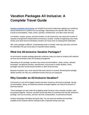 Vacation Packages All Inclusive: A Complete Travel Guide